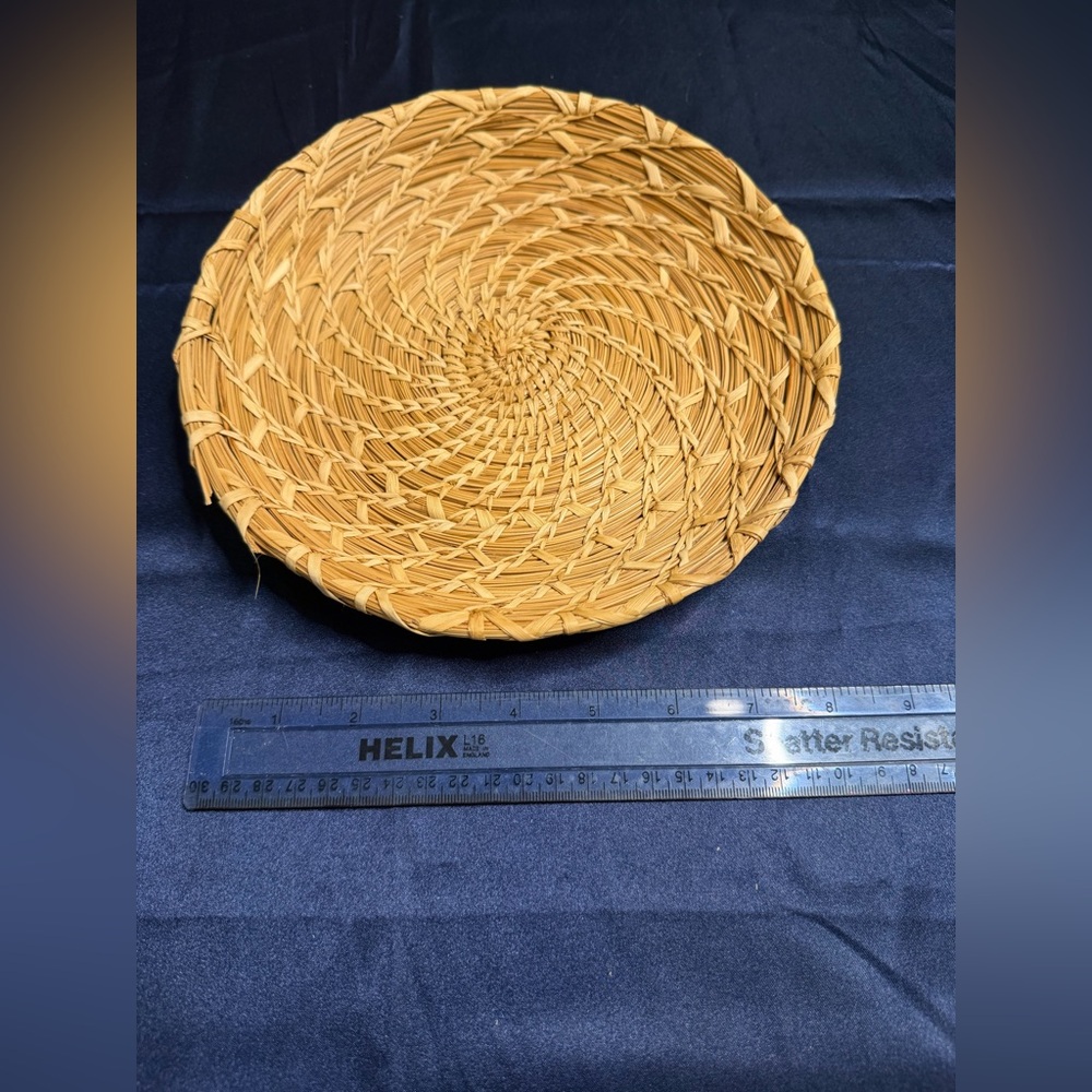 Vintage Native American Woven Basket Shallow Bowl Tray Handmade